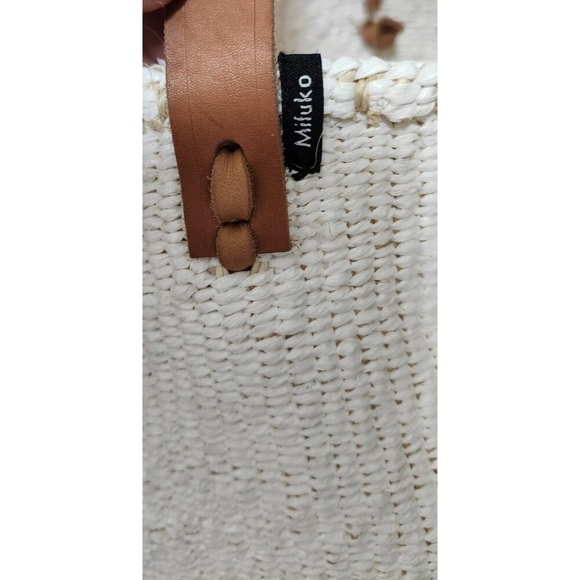 MIFUKO MEDIUM SHOPPER BEACH BASKET WOVEN WHITE BAG - Picture 7 of 9